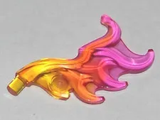 LEGO Trans-Orange Wave Rounded Curved Wing with Bar End (Flame) with Marbled Tra