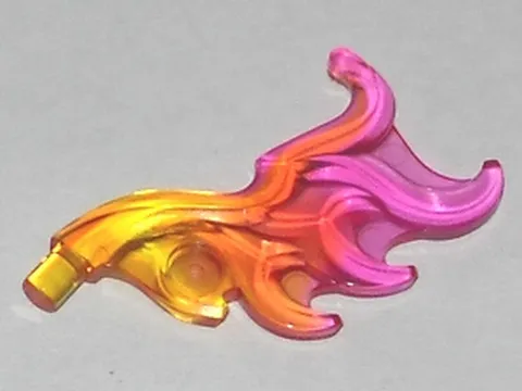 LEGO Trans-Orange Wave Rounded Curved Wing with Bar End (Flame) with Marbled Tra