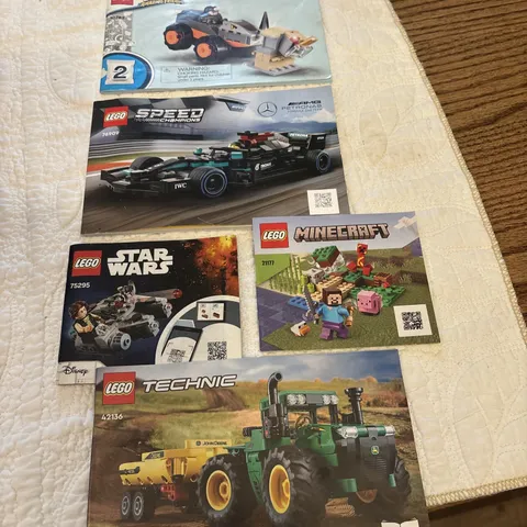 5 Lego Star Wars Minecraft & More Manuals 10782, 75295, 76909, 21177, 42136 Lot