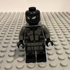 LEGO Black & Dark Gray Superhero Minifigure Black Mask White Eyes