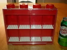 LEGO - TOY / FIGURE Display & Storage Case, RED PLASTIC WALL MOUNTED or DESK TOP