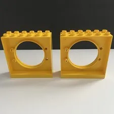 2 Lego Duplo 31191 Yellow Ball Tube Exit Brick 2 x 6 x 5 Round Doorway 9089 9087