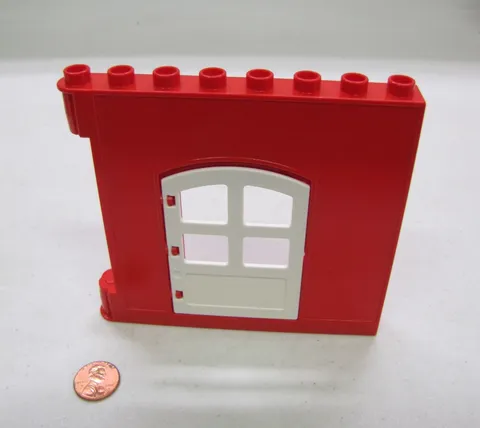Lego Duplo Red Wall W/ Curved Door Window Opening 1X8X8 House Building Christmas