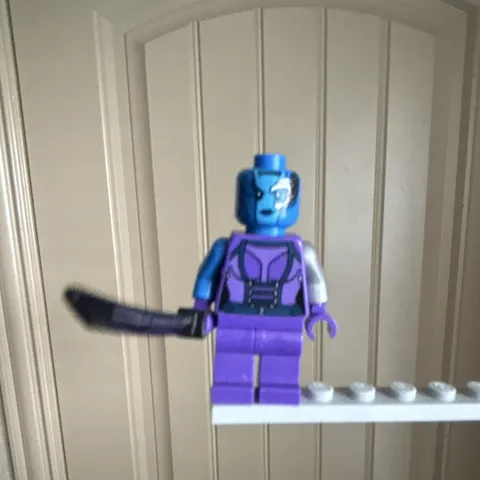 LEGO Minifigure Blue Head Purple Outfit w/ Black Sword Fantasy 1pc