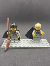 LEGO Harry Potter and Draco Malfoy Minifigures with Capes and Broom