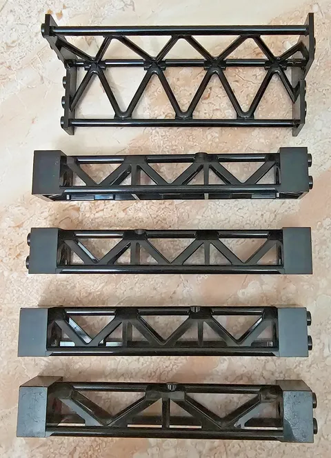 5 Lot LEGO Black (1) Support Triangular Vertical Girder & (4) Support Girders