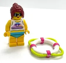 Lego Swimmer Beach Lady Minifigure - Summer Swimming Vacation Lifeguard