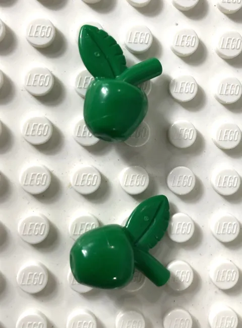 Lego Bright Green Apple Minifigure Food Piece Lot of 2