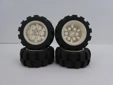 Lego Technic White Wheel 6582 + Medium Balloon Tire 20 x 30 6581 ~ SET of 4