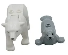 LEGO Arctic Animals Polar Bear & Light Bluish Gray Seal Genuine LEGO Lot