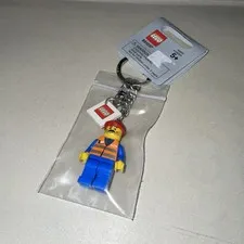 New Lego City Train/Construction Worker Minifigure Keychain 851037
