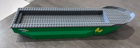 LEGO Boat, Hull Unitary 51 x12x6  Dark Bluish Gray Top, Farm Line Pattern 4645