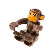 1x lego Duplo Animal Monkey Brown Face Bright Orange Zoo Circus Chimpanzee