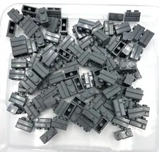 LEGO Bulk lot of 100 Dark Bluish Gray 1x2 masonry bricks castle city building