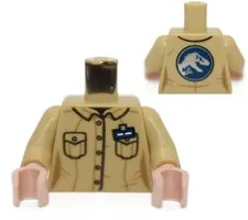 LEGO Minifigure Torso Tan Jurassic Park Worker Female World logo 75934 6271148
