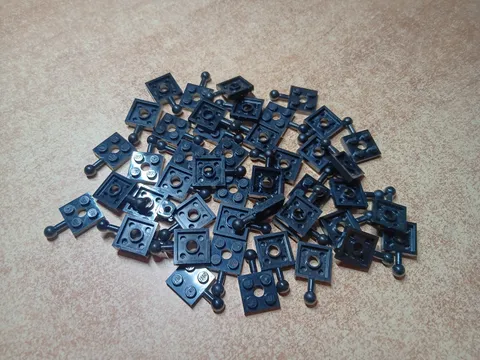 LEGO BULK LOT OF 46 BLACK TOWBALL 2X2 PLATE WITH  HOLE #15456