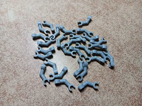LEGO LOT 28 LIGHT BLUISH GRAY SKELETON ARMS BENTT 90° VERTICAL CLIP #93061