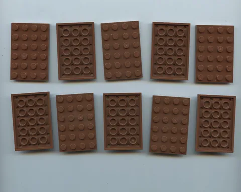 LEGO x 10 Reddish Brown Plate 4 x 6 3032