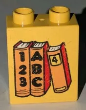 Lego Duplo 1x2x2 Yellow Brick With Books ABC 123 #4 Pattern Piece Part 4066pb034
