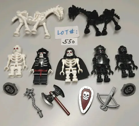 Lego Castle Fantasy Era Skeleton Warrior minifigures, two horses + FREE SHIPPING