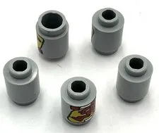 Lego 5 New Bricks Round 1 x 1 with 8534-1 Bionicle Toa Tahu Canister Pattern