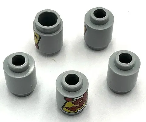 Lego 5 New Bricks Round 1 x 1 with 8534-1 Bionicle Toa Tahu Canister Pattern