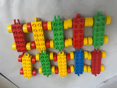 Lego Duplo Lot of 10  Train Brick Bases Wheel Car 2x6 Parts Clean