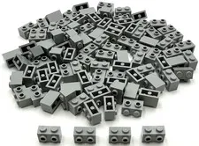 Lego 100 New Light Bluish Gray Bricks Modified 1 x 2 with Studs on 1 Side Pieces