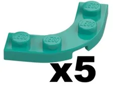 Lego New Dark Turquoise Plates 3x3 Round Corner 2x2 Curved Cutout Qty 5 TQ22