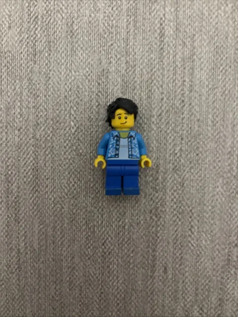 (175)LEGO Minifigure Torso Hawaiian Shirt Open Dark Azure Blue & White Flowers