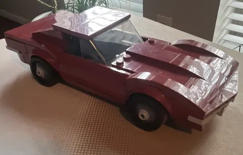 LEGO Built Ford Mustang Vehicle Car Model Dark Red with Black Wheels