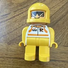 Lego Duplo Vintage 90s Race Car Driver Yellow Helmet Figure Town Community