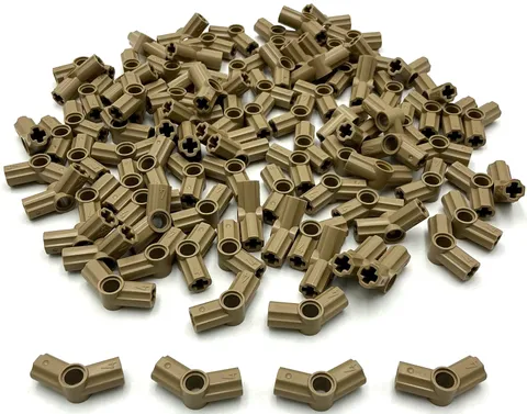 Lego 100 New Dark Tan Technic Axles and Pin Connector Angled #4 Parts