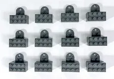 LEGO GRAY GREY 2X4 MAGNET BRICK MINIFIGURE STAND DISPLAY BASE LOT OF 12 NEW