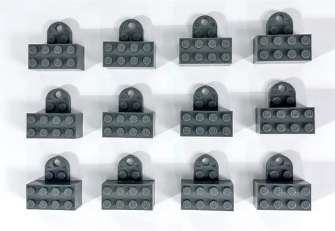 LEGO GRAY GREY 2X4 MAGNET BRICK MINIFIGURE STAND DISPLAY BASE LOT OF 12 NEW
