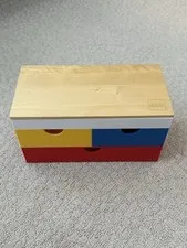 LEGO Stackable Trinket Box Yellow Blue Red, Wood Top - Target Exclusive