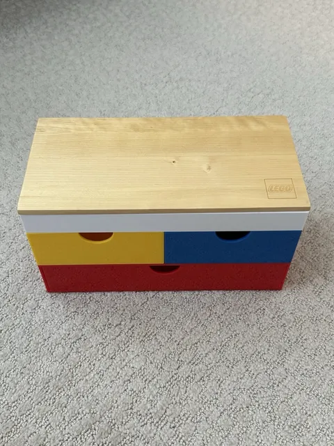 LEGO Stackable Trinket Box Yellow Blue Red, Wood Top - Target Exclusive