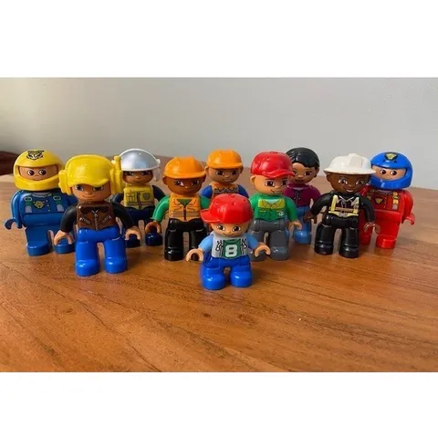 LEGO Duplo Figures Lot of 10 Community Helpers Construction Police Firefighter
