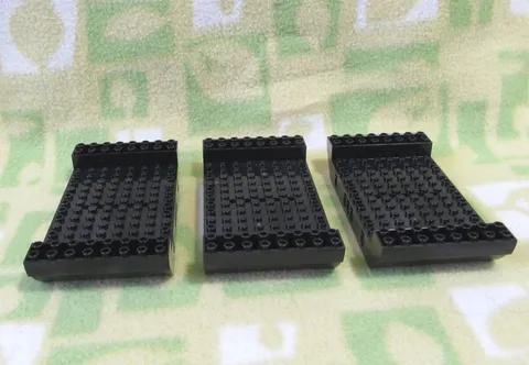 LEGO Ship Deck Parts 8x16 5 Hole Black 3 Piece Set