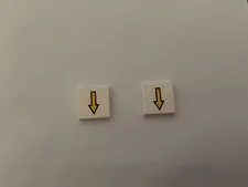 Lego 1x 3068bp08 White Tile 2 x 2 with Groove with Arrow Thin Yellow 6952