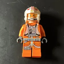 LEGO Minifigure Orange Pilot w/ White Helmet, Star Wars Style