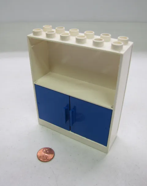 Lego Duplo White Cabinet Bookshelves Blue Doors Specialty Block House 2X6 4.75"