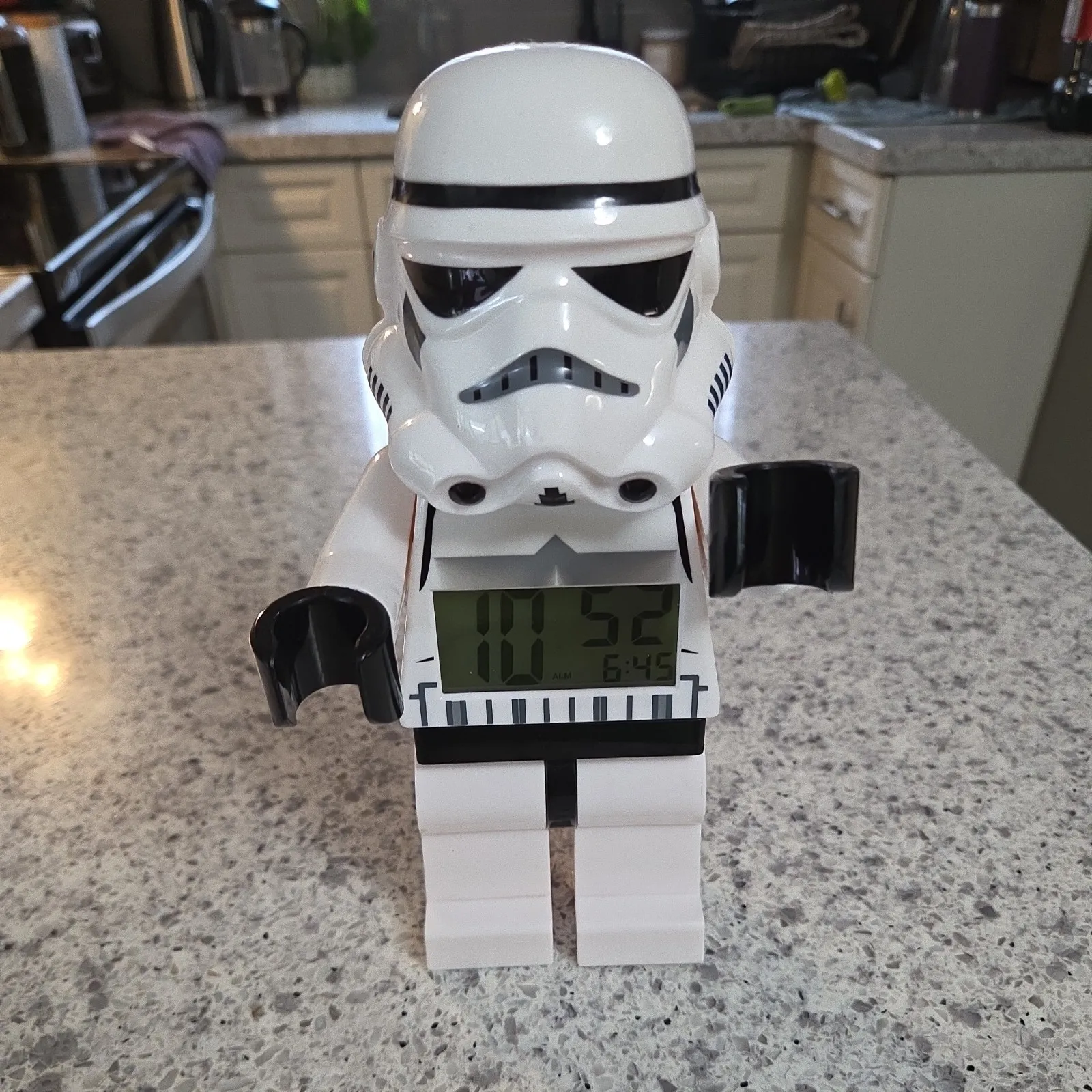 Lego Star Wars Storm Trooper LCD Battery Alarm Clock With Light Tested & Working