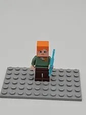 Lego Minecraft Alex With Sword Minifigure Authentic Mini Figure Green Shirt