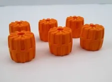 Lot of 6 Lego Small Orange Hard Plastic Wheels 22mm x 24mm ~ Part # 6118