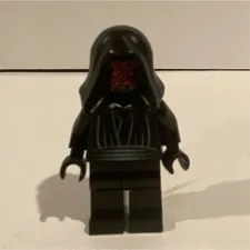 LEGO Black Hooded Minifigure Figure w/ Red Face, Plastic Minifigure Character