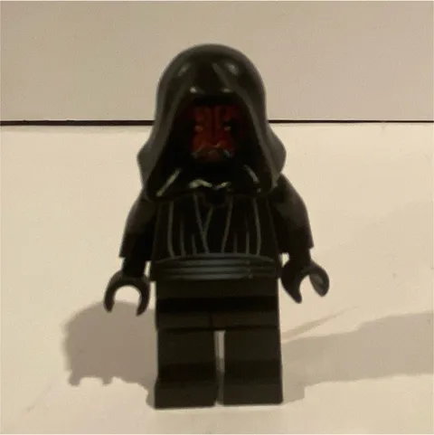 LEGO Black Hooded Minifigure Figure w/ Red Face, Plastic Minifigure Character