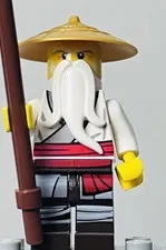 LEGO Ninjago Sensei Wu Minifigure Pearl Gold Hat Staff Monastery 70670 njo532