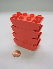 Lego Duplo Block Coral 2X4 Curved Bottom Brick 4 Block Lot Building 98224