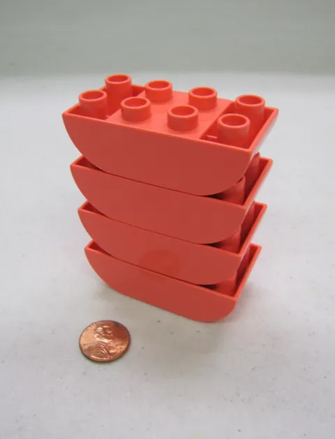 Lego Duplo Block Coral 2X4 Curved Bottom Brick 4 Block Lot Building 98224